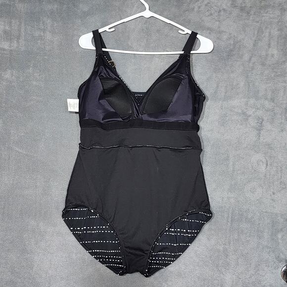 Dreamsuit Swimsuit by Miracle Brands Black and White One Piece Size 16W - Picture 3 of 10